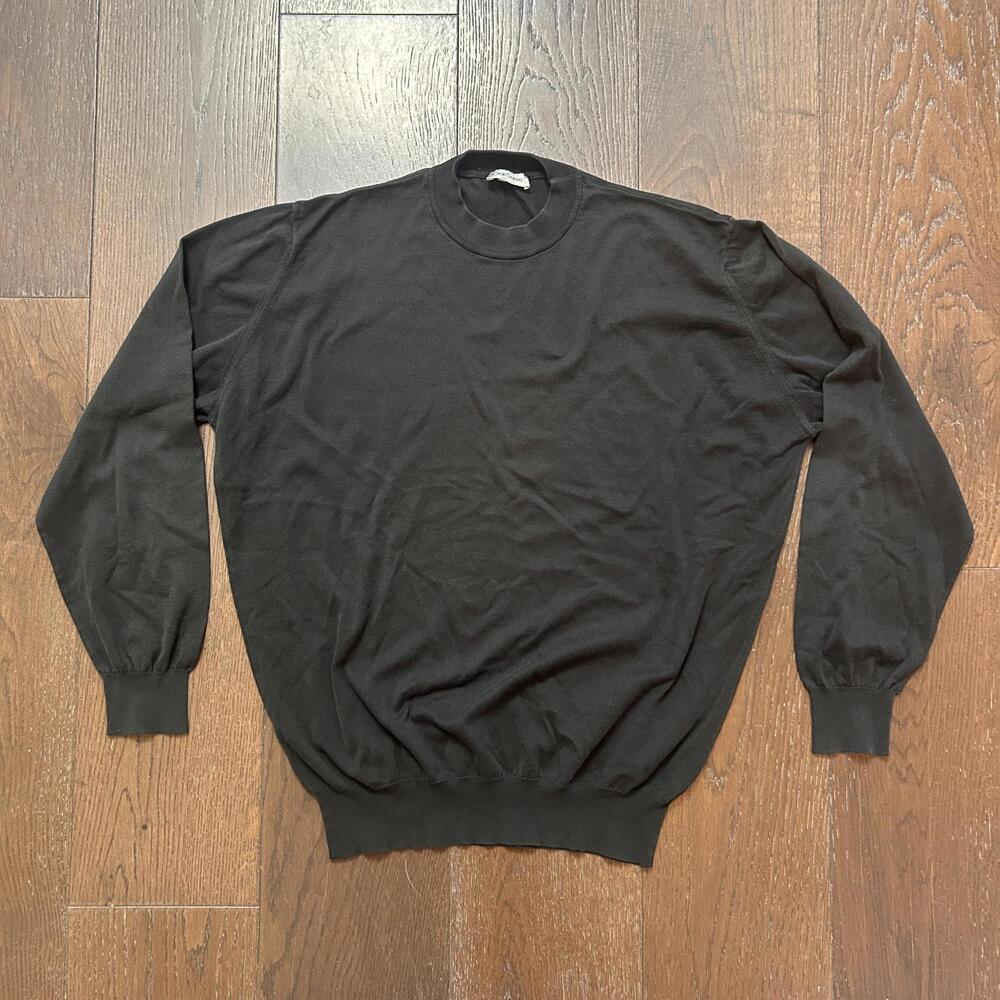 Gran Sasso Men's Sweater Size 52 Large Black Cotton (fits like Medium) *ITALY*